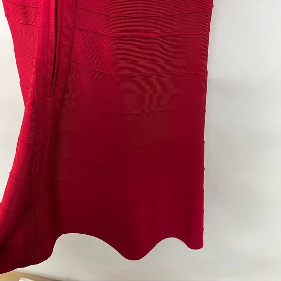 Herve Leger Y2K Jamie Lipstick Red Bandage Dress Fit and Flare Size Large $1250 - Picture 8 of 12